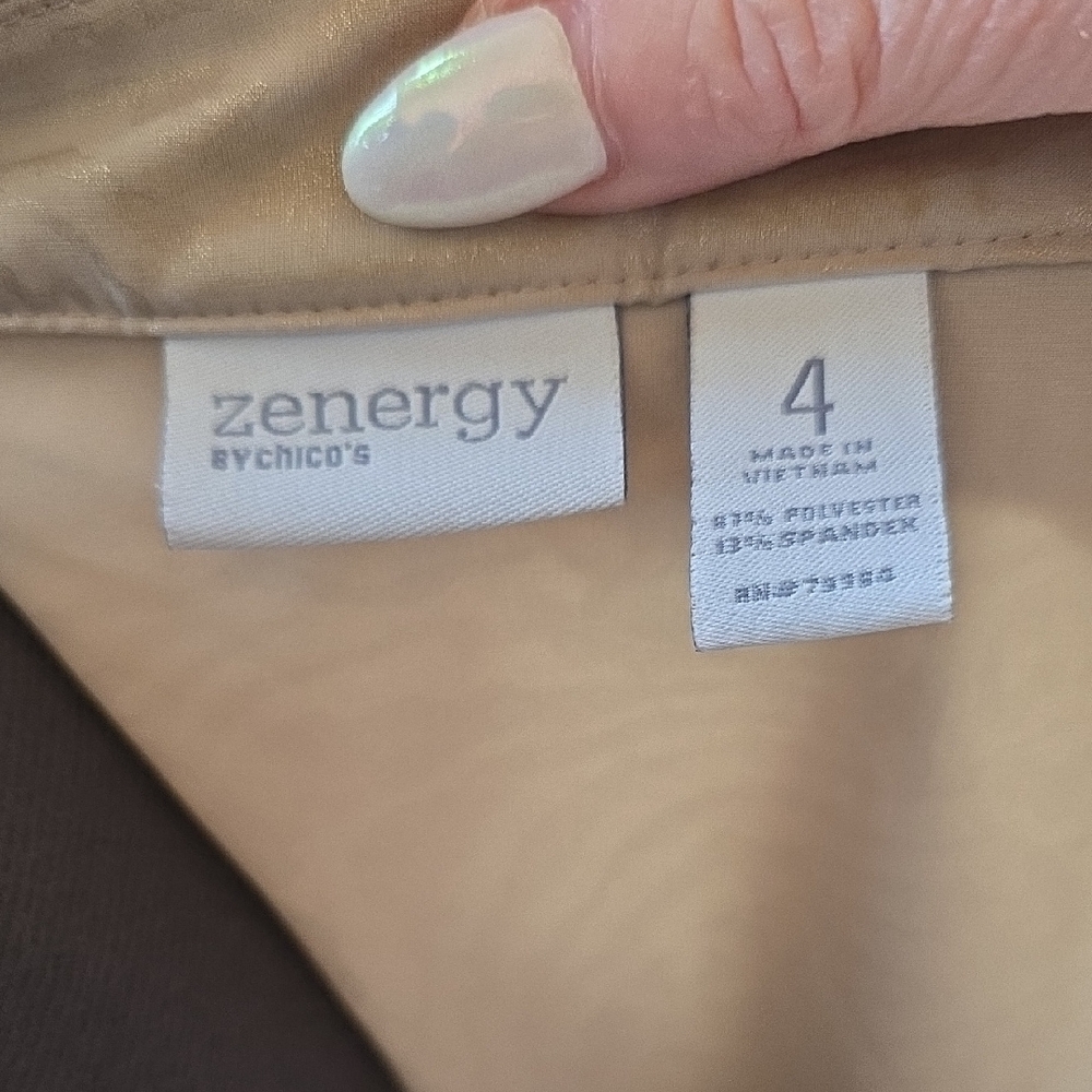Chico's Beige Shimmer Animal Print Light Weight Jacket Plus Size - Picture 9 of 9